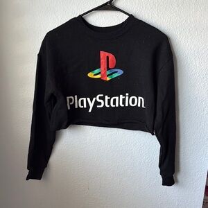 Sony PlayStation Black Cropped Fleece Sweatshirt